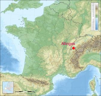 Situation de Allinges sur la carte de France
