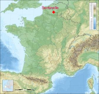 Situation de La Sentinelle sur la carte de France