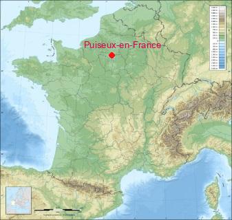 Situation de Puiseux-en-France sur la carte de France