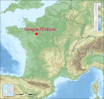 Situation de Savigné-l'Évêque sur la carte de France